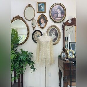 Sheer Pearl & Sequin Embellished Overlay Top- French Violet Boutique Bridal Cove
